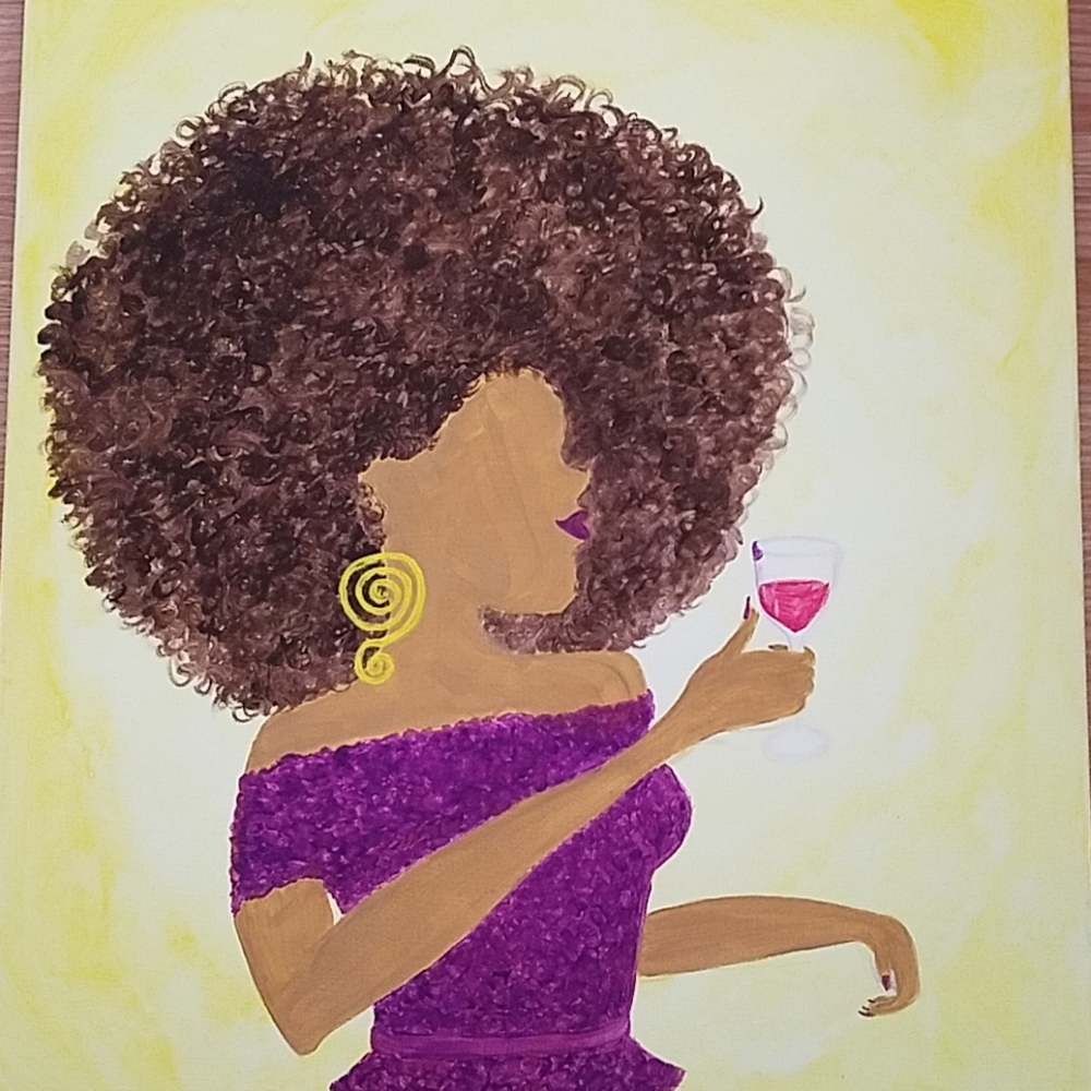 Handpainted "Wine with her"